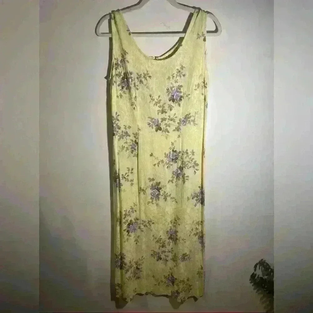 Vintage Dressbarn Yellow Springtime Easter Floral‎ Size 6 Dress